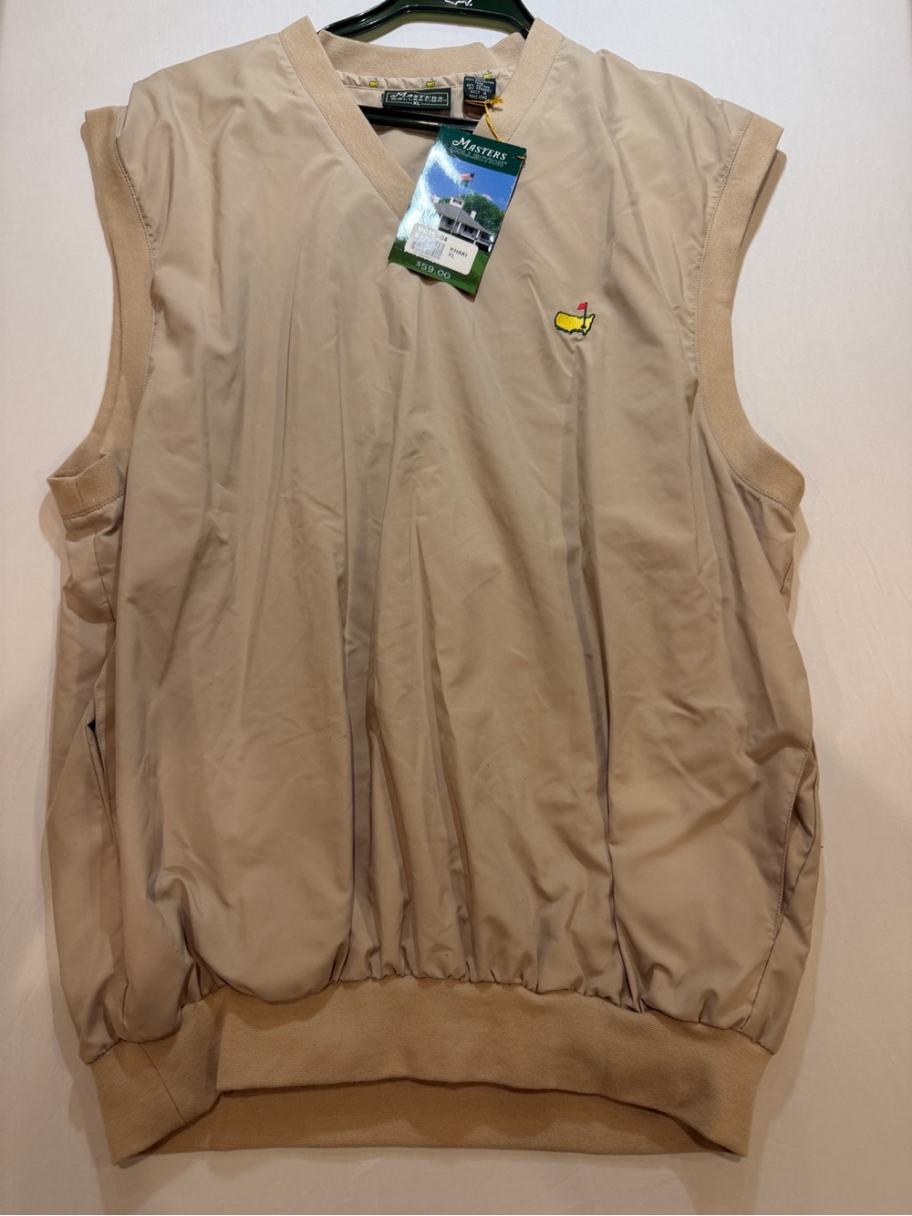 Vintage Masters Collection Augusta National Golf Vest XL NWT Hanger $59 Tag Khak